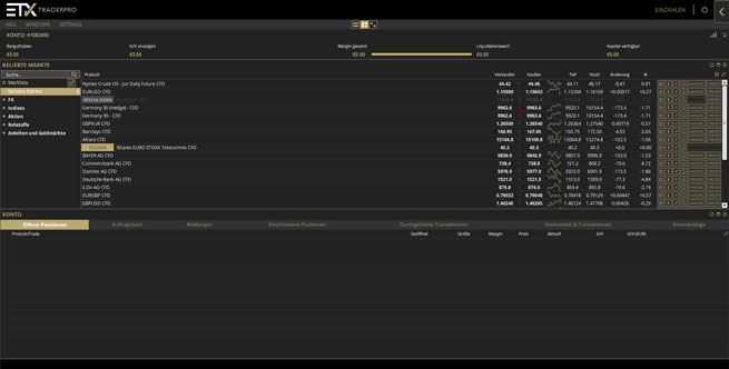 Screenshot des ETX Pro Trader