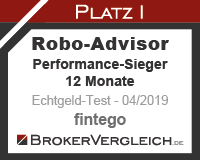 Robo-Advisor Echtgeldtest Performence 12 Monate Platz 1