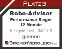 Robo-Advisor Echtgeldtest Performance 12 Monate Platz 3